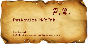 Petkovics Márk névjegykártya